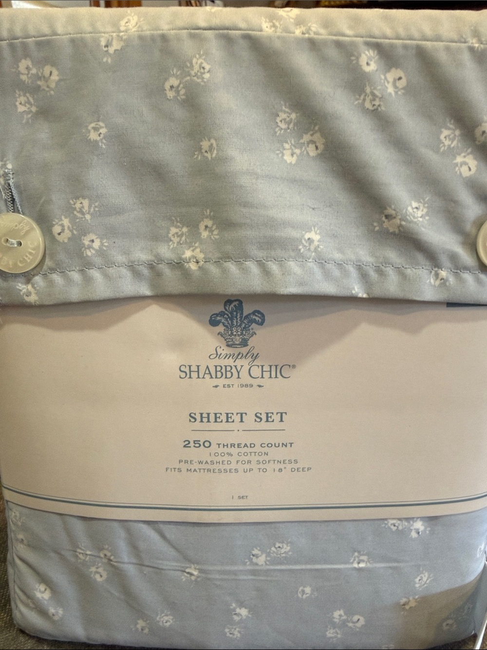 Shabby Chic Light Blue Floral Sheet Set